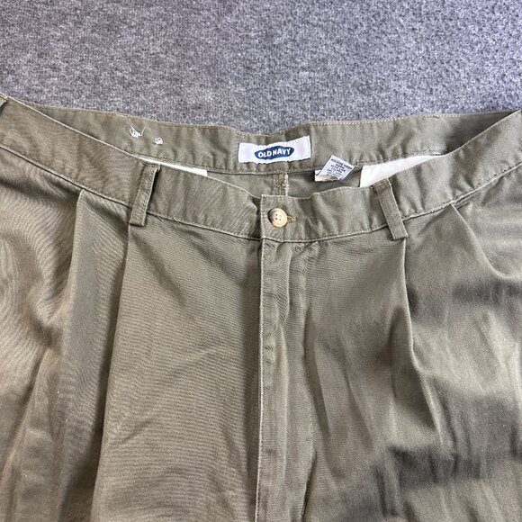 Vintage 1999 Old Navy Mens Pleated Chino Pants 40x32 Green Pocket 100% Cotton - Picture 9 of 9